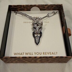 Silver and Black Panther Pendant Necklace